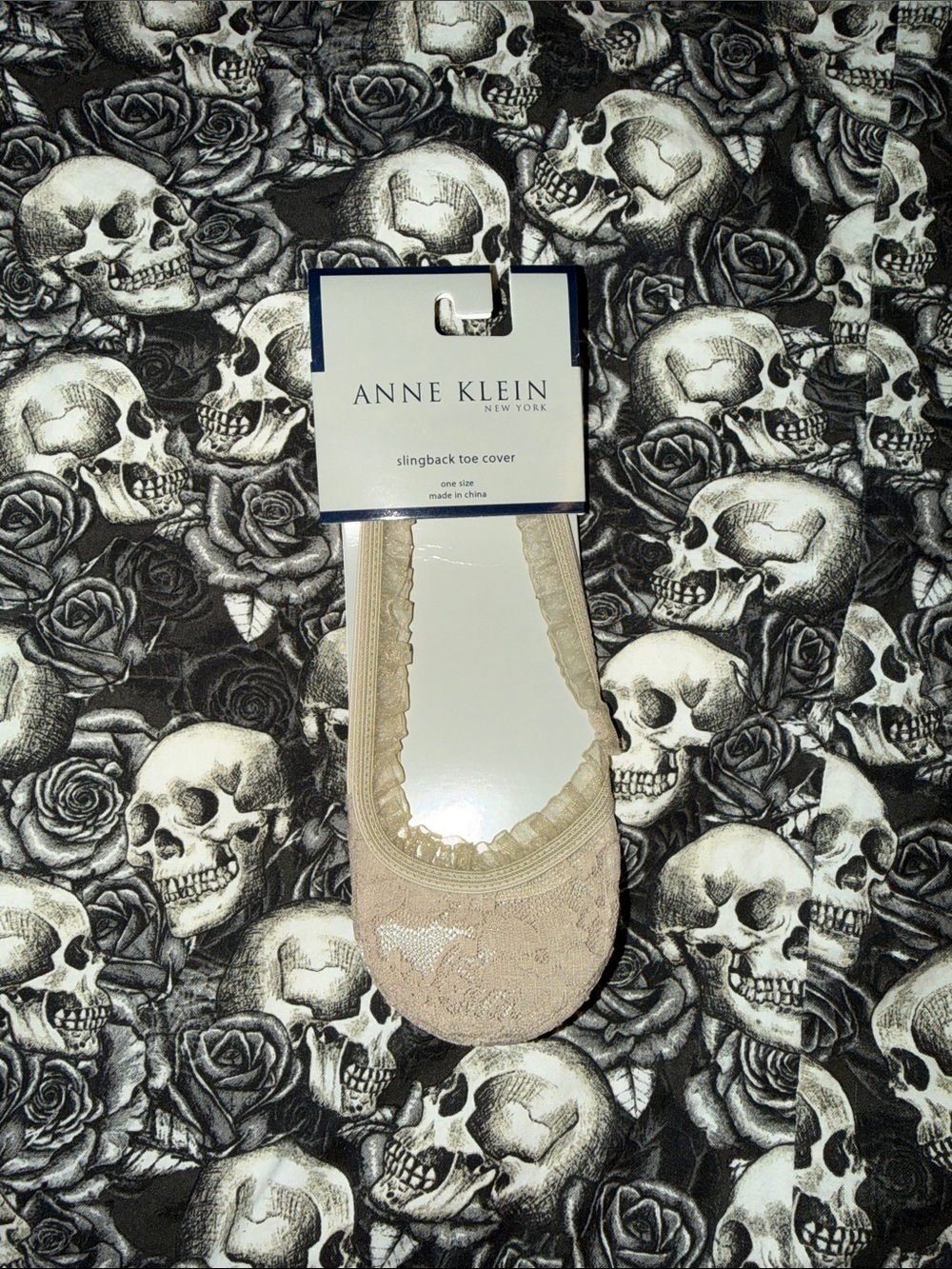 Anne Klein Women's nude Beige Lace No-Show Slingback nylon Toe Cover (One size)